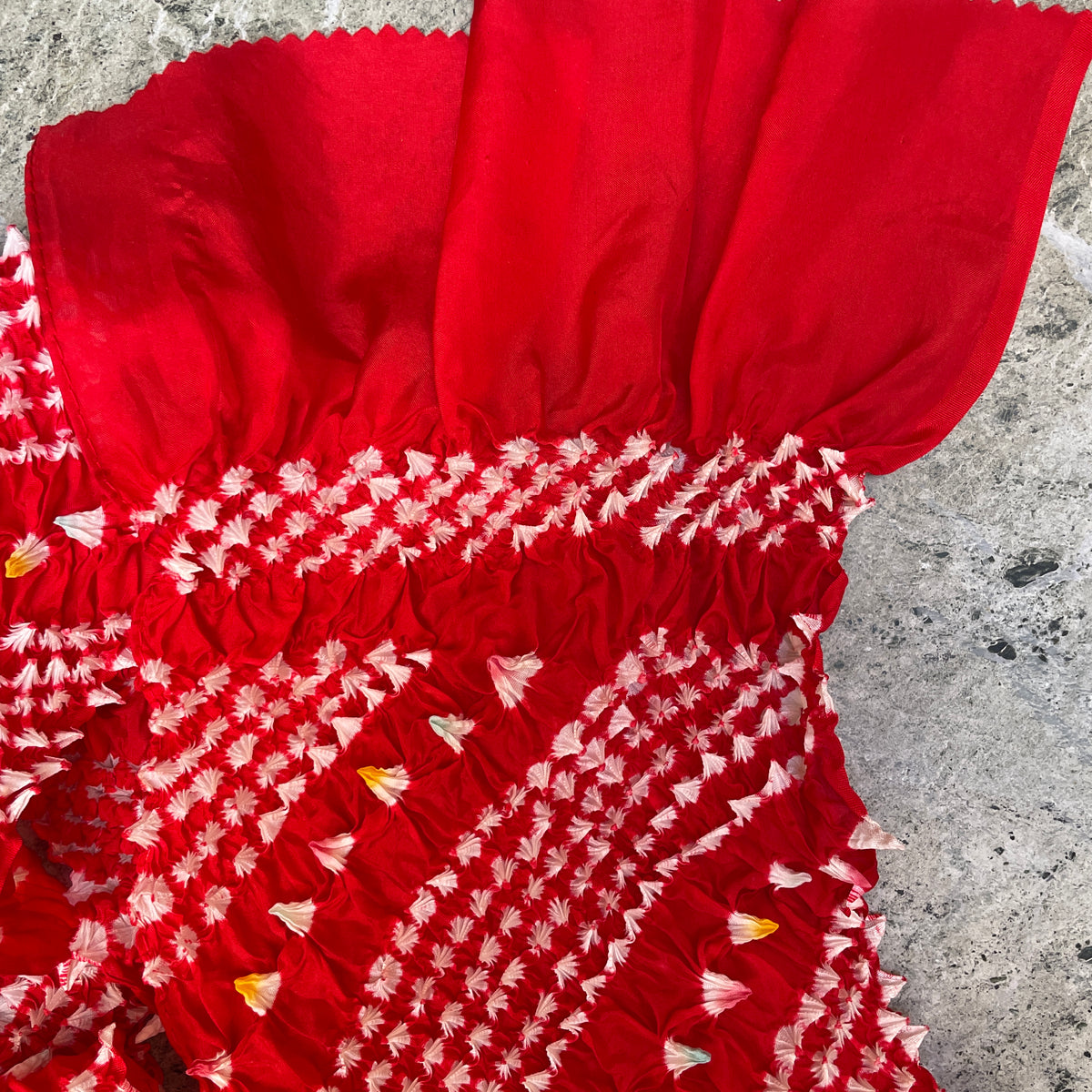 Scarf or Belt in Shibori Technique in Red Silk