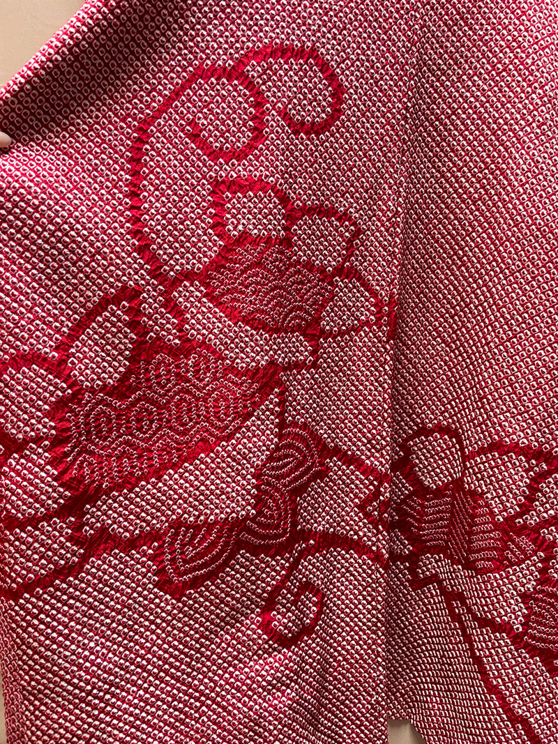 Haori Jacket Shibori Technique Dark Red in Silk