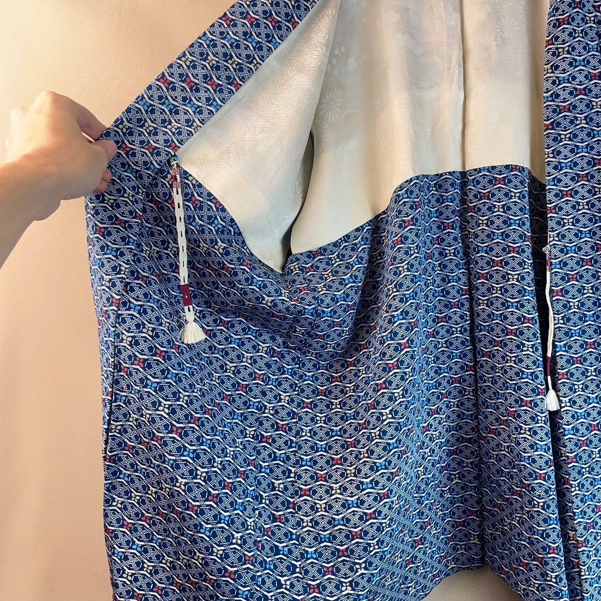 Haori Blue with Geometric Butterflies