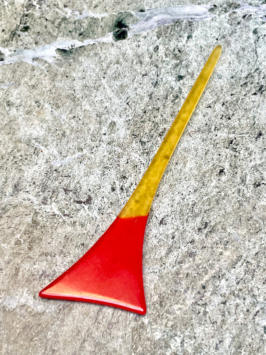 Hair Accessory Kanzashi Yellow Fan with Red