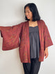 Haori Dark Burgundy in Shibori with Tsujihagana Style Flowers