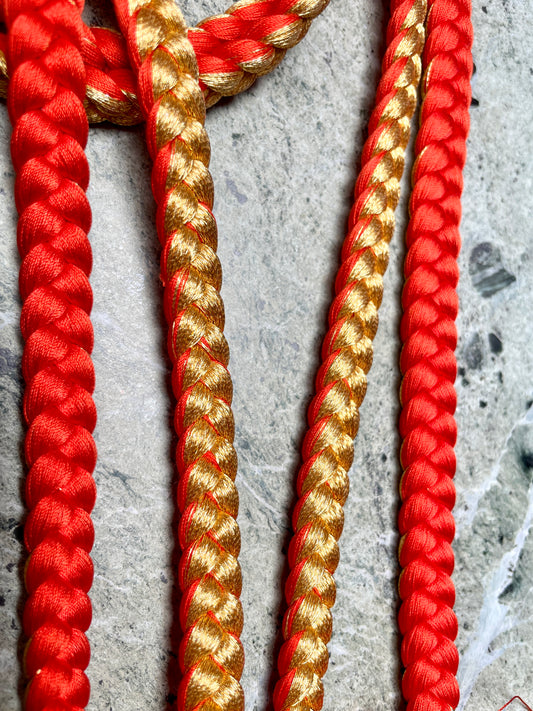Obijime Braided Red and Gold in SIlk