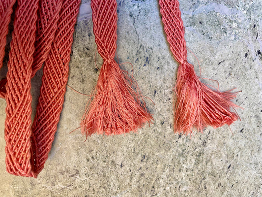 Obijime Belt Flat Braided in Mauve Pink Silk