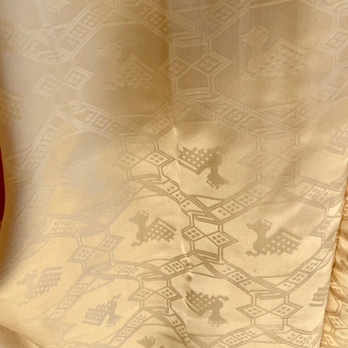 Haori Pale Yellow with Bee Hive with Texture in Silk