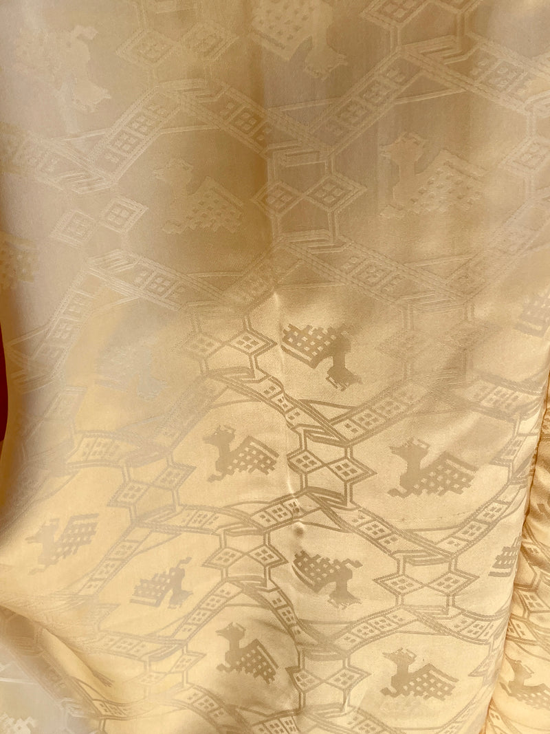 Haori Pale Yellow with Bee Hive with Texture in Silk