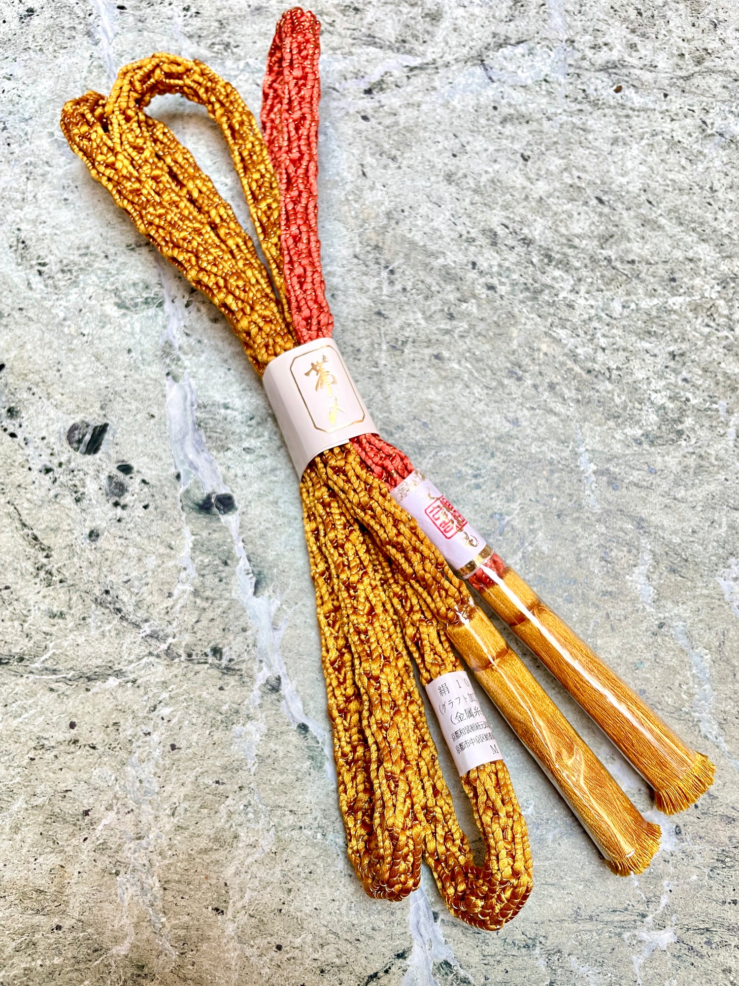 Obijime Round Braid Ombre Gold And Salmon Tones in Silk