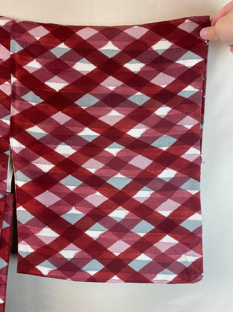 Haori Wine Checkered Watercolor