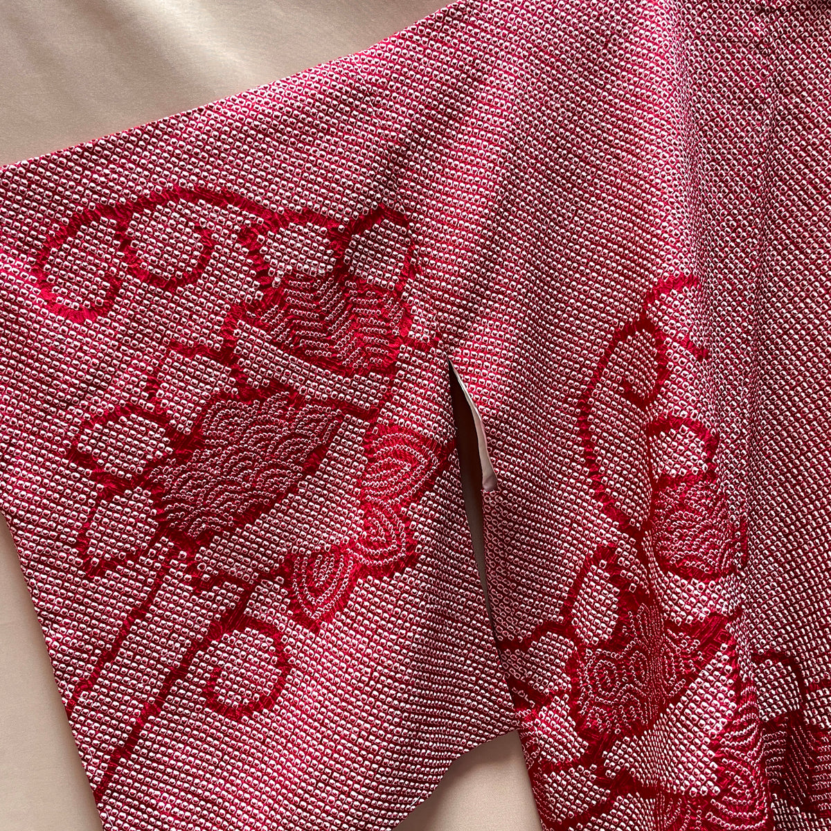 Haori Jacket Shibori Technique Dark Red in Silk