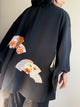Haori Black with Japanese Fans in Silk