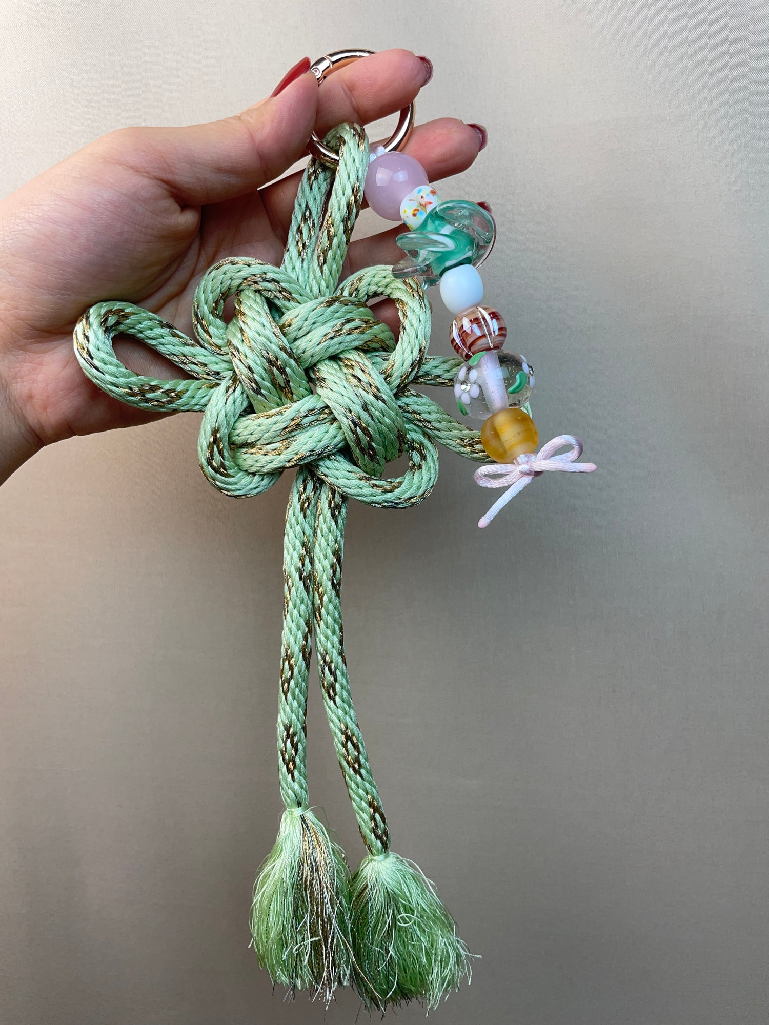 Obijime Bag Charm Light Green with Gold