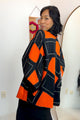 Haori Jacket in Black and Orange in Shibori Silk