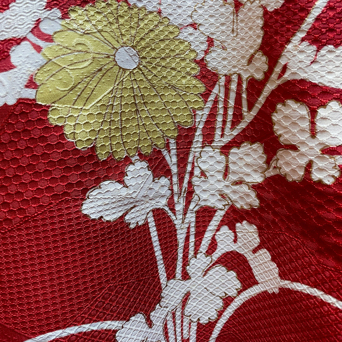 Haori Jacket Cerise Magenta with Flowers and Patterns in Silk