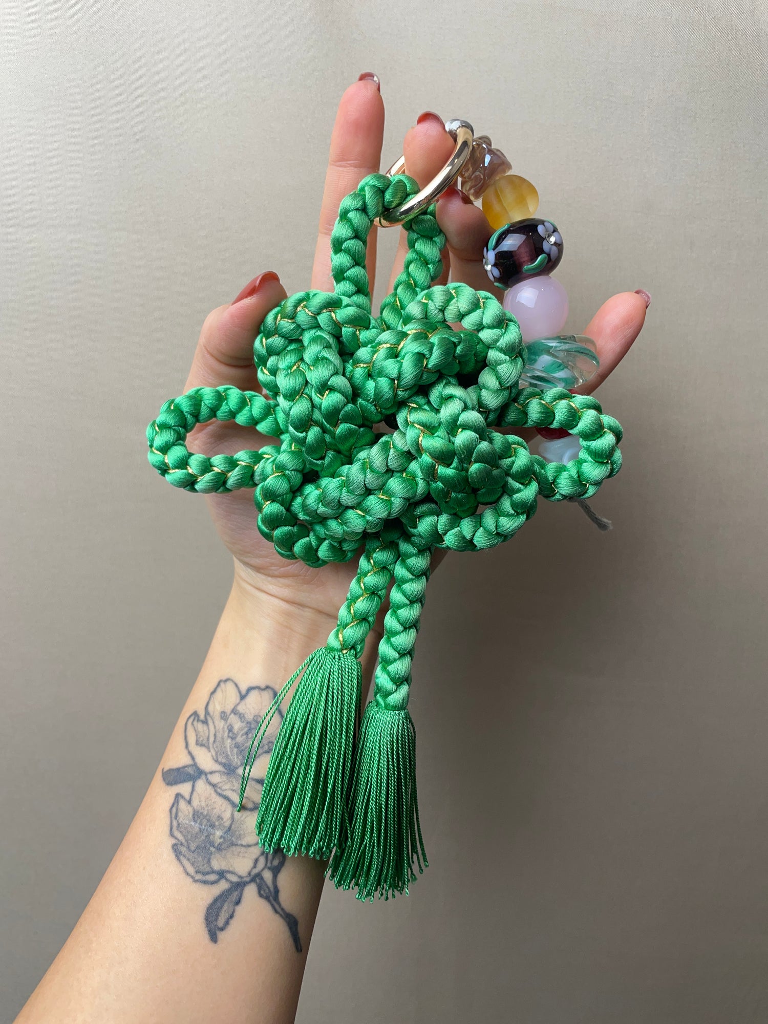 Obijime Bag Charm Green with Gold