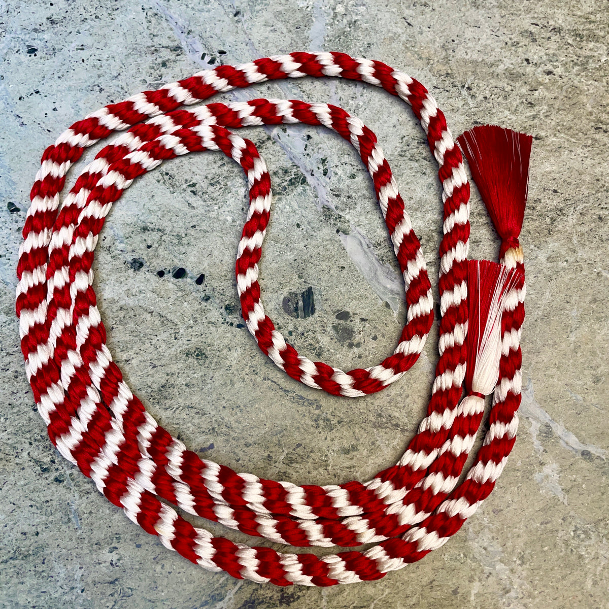 Obijime Belt Round Braided Peppermint Red White