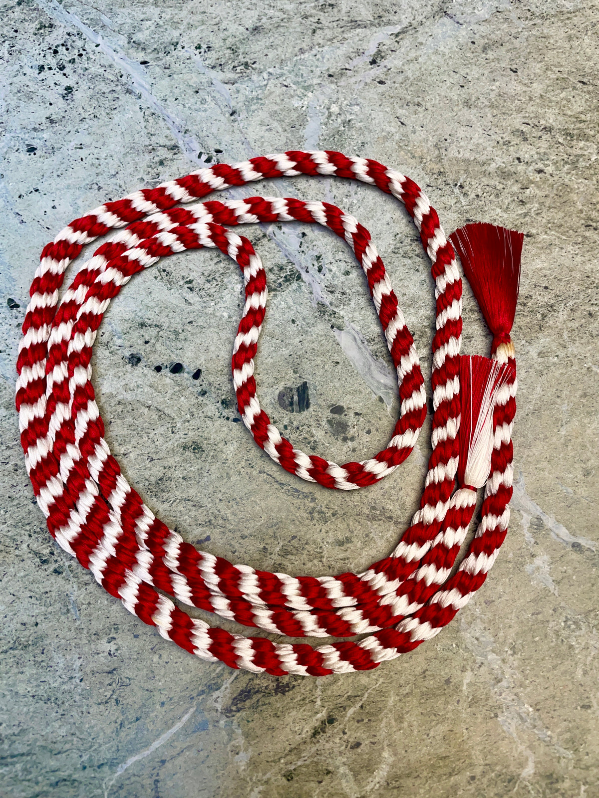 Obijime Belt Round Braided Peppermint Red White