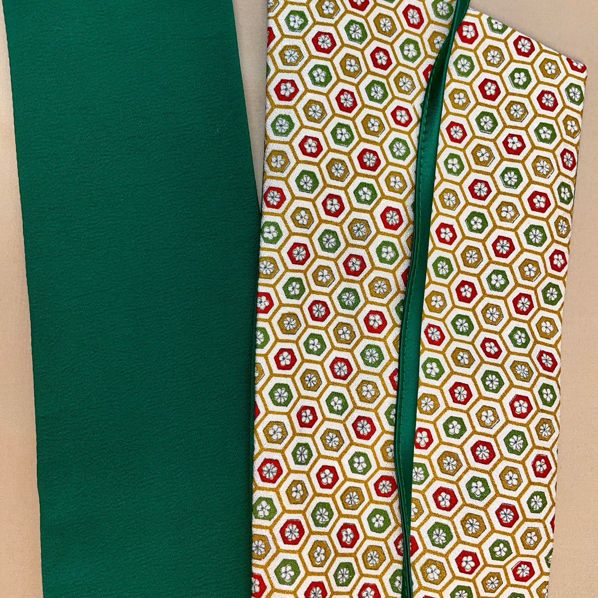 Asymmetrical Belt Made from Kimono Silk Fabric Flowers