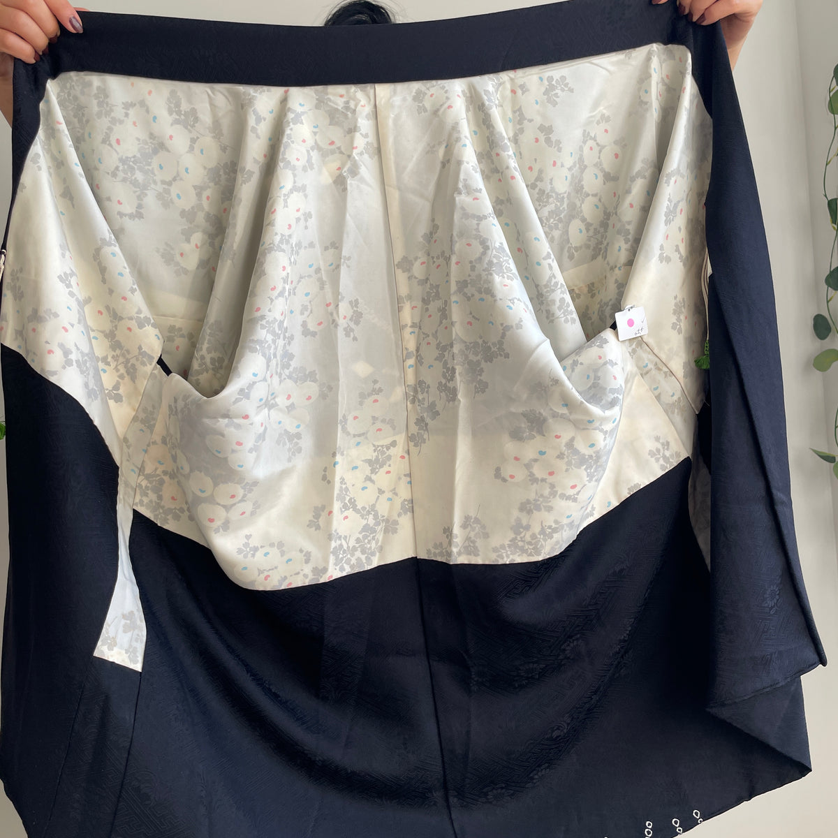 Haori Black with White Shibori Technique Leaves White in Silk
