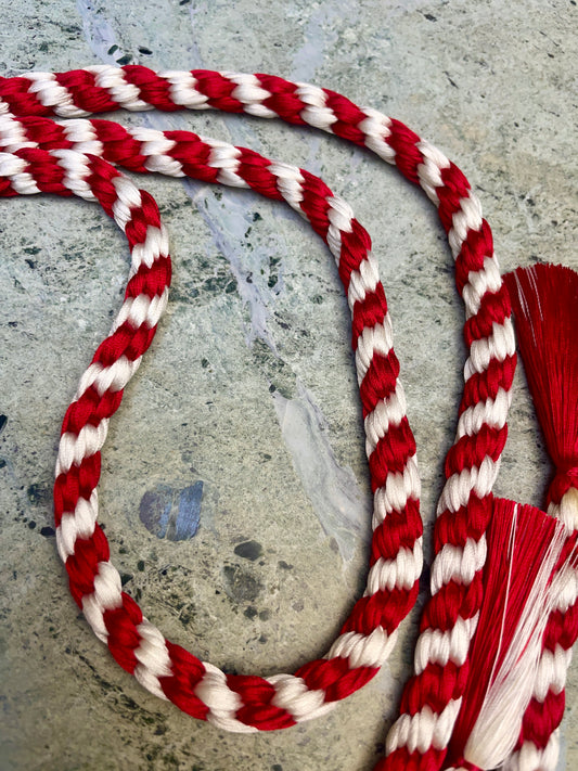 Obijime Belt Round Braided Peppermint Red White