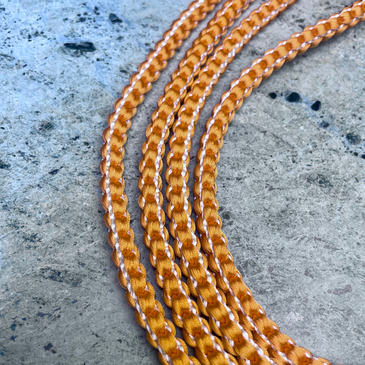 Obijime Belt Braided Round Orange with Siver in Silk