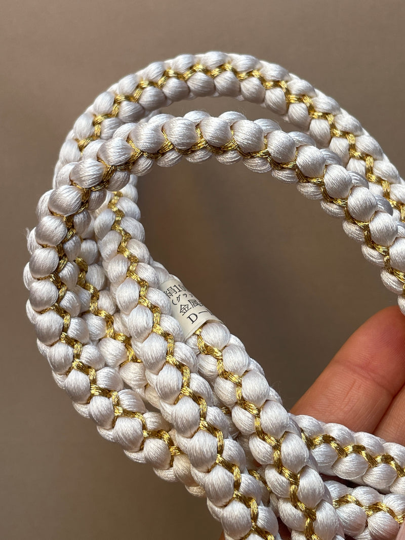 Obijme Belt White with Gold Ends