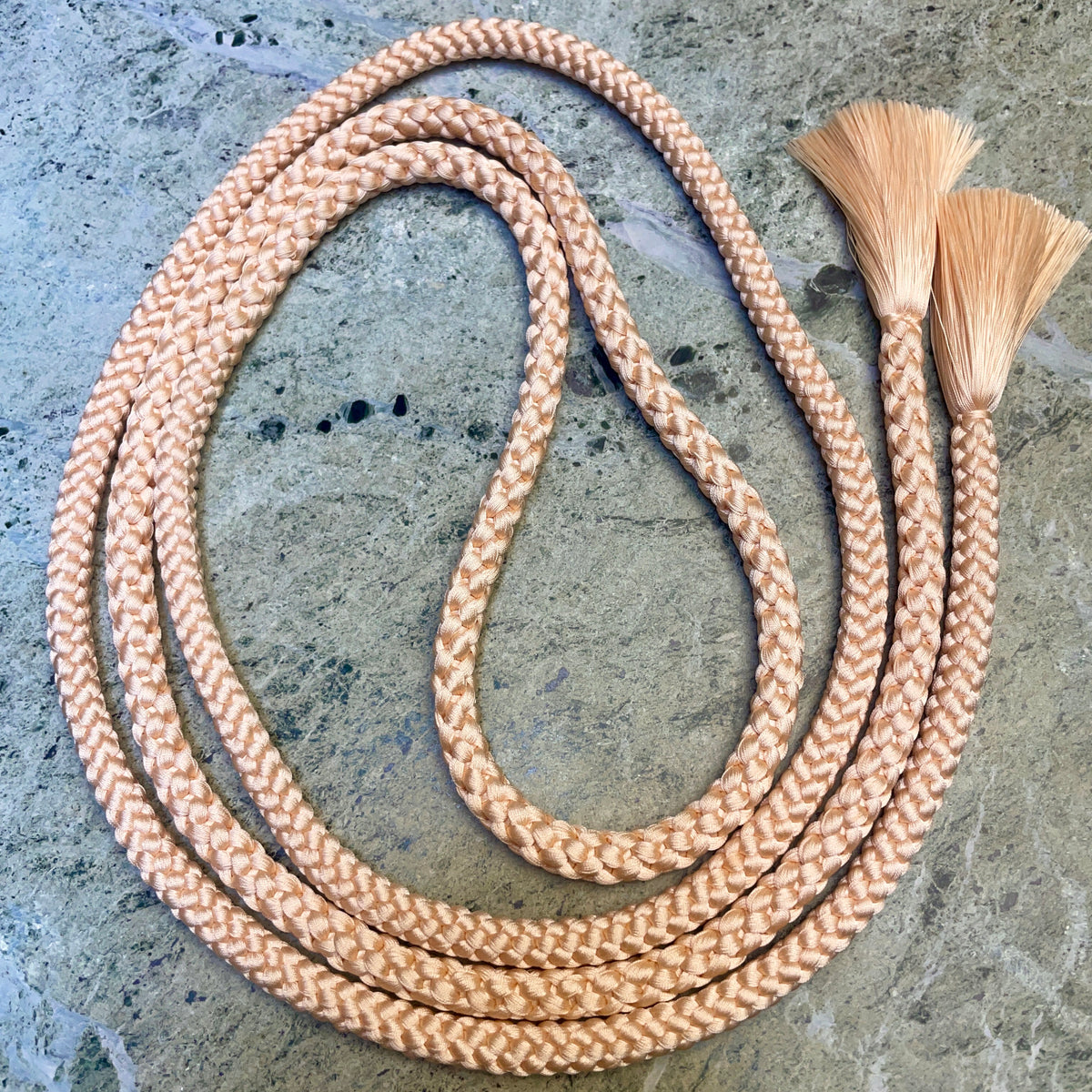 Obijime Belt Two Braids Round Rose Cream in Silk