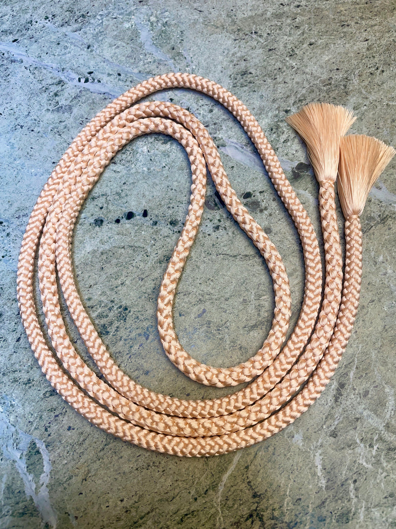 Obijime Belt Two Braids Round Rose Cream in Silk