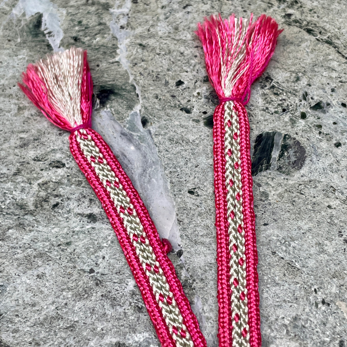 Haorihimo Belts Hot Pink and Gray in Silk (set of 2)