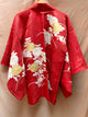 Haori Jacket Cerise Magenta with Flowers and Patterns in Silk