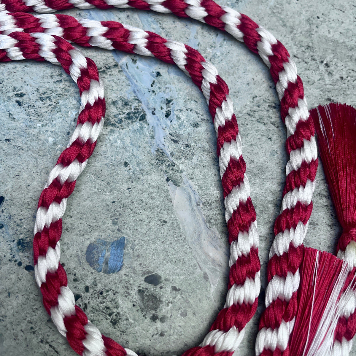 Obijime Belt Round Braided Peppermint Red White