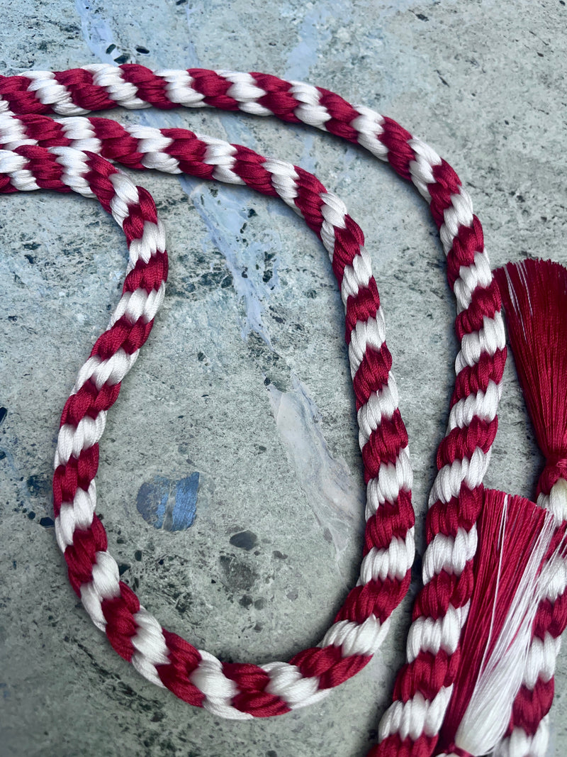 Obijime Belt Round Braided Peppermint Red White