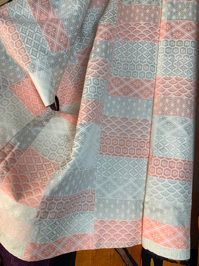 Haori Painted Orange Purple Black in Silk