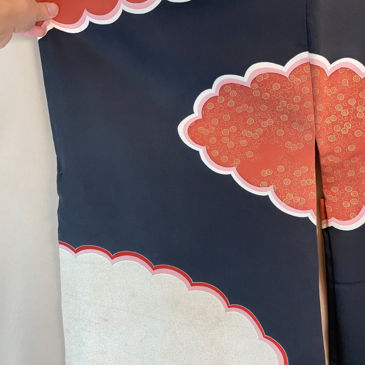 Haori Black and Pink Clouds