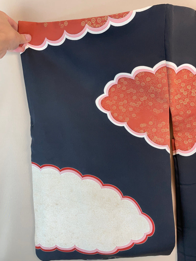Haori Black and Pink Clouds