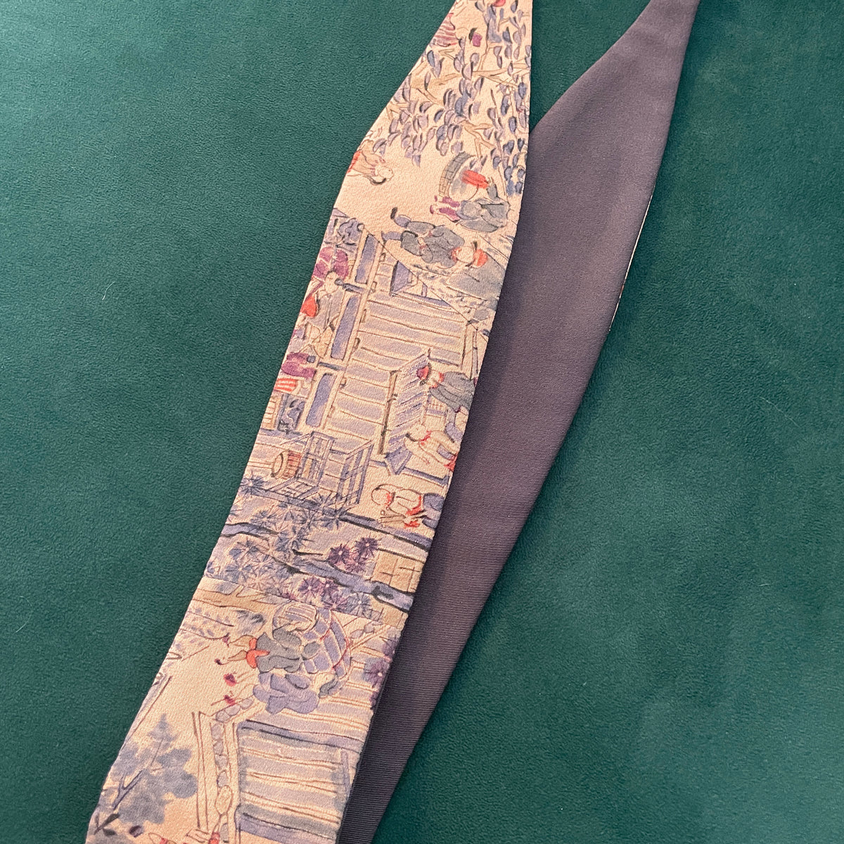 Kimono Belt Thin Mauve with Japanese Nature