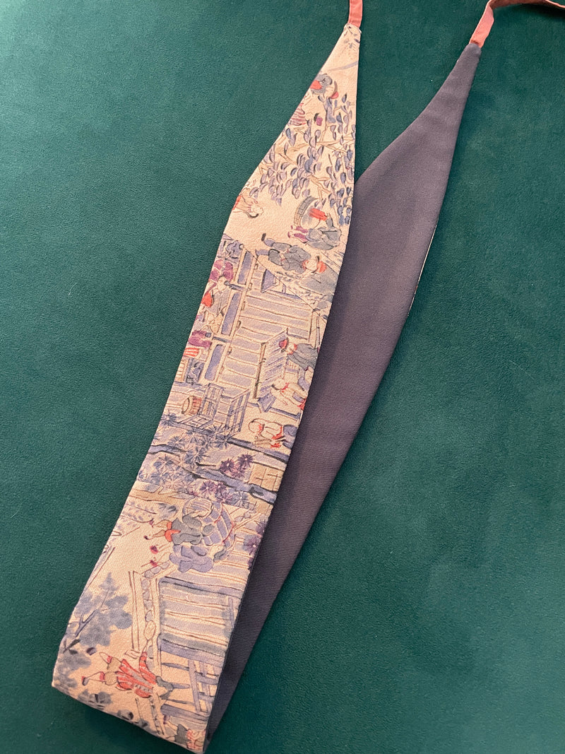 Kimono Belt Thin Mauve with Japanese Nature