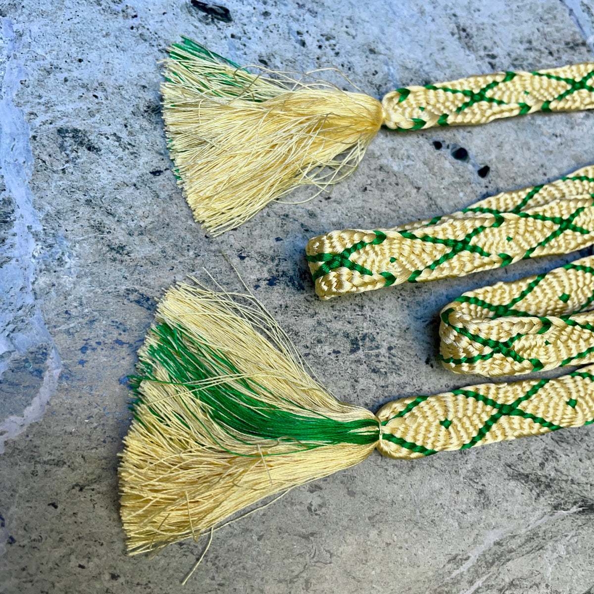 Obijime Belt Flat Yellow and Green Crosses
