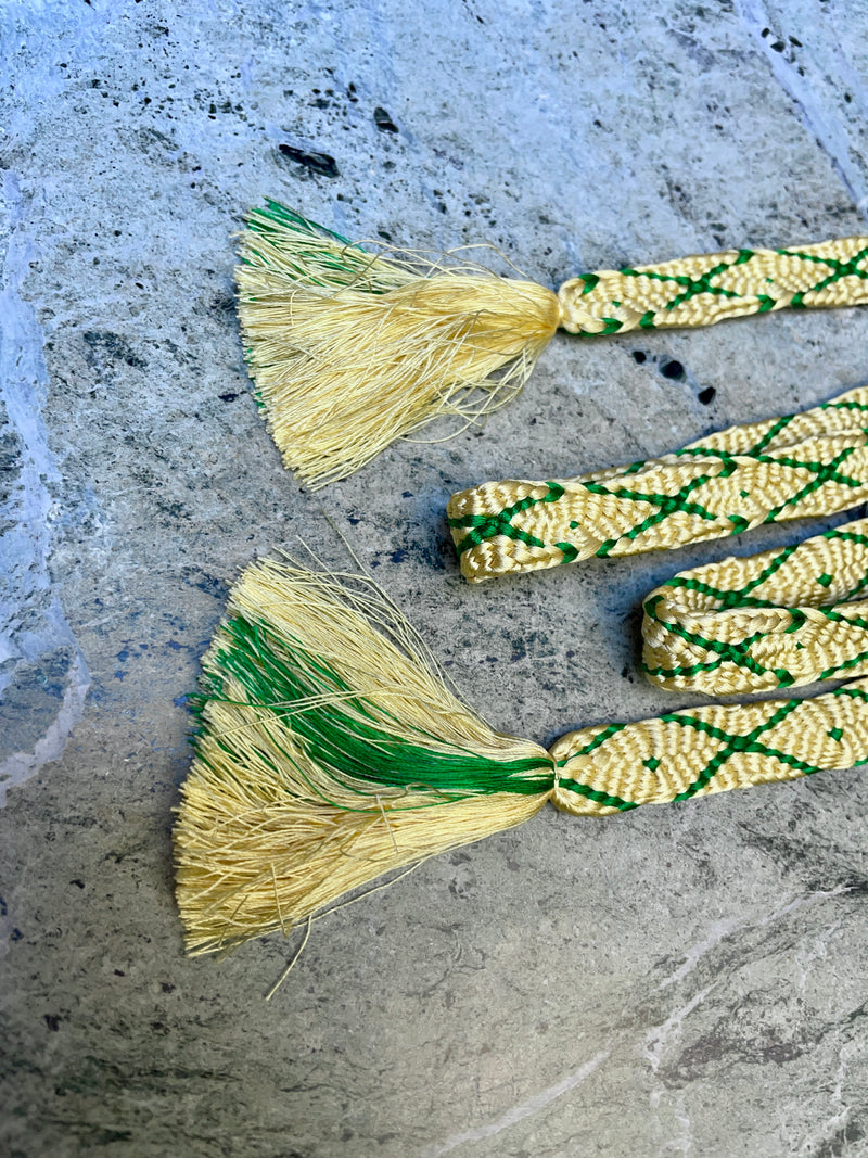 Obijime Belt Flat Yellow and Green Crosses
