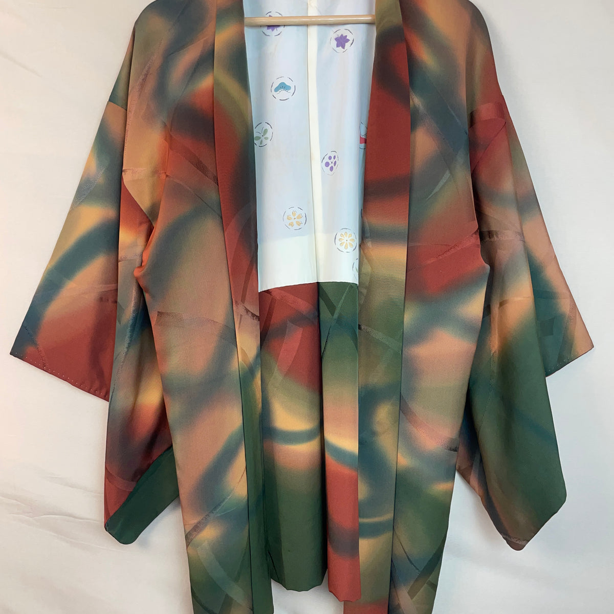 Haori Earth Tones Green Brown in Silk
