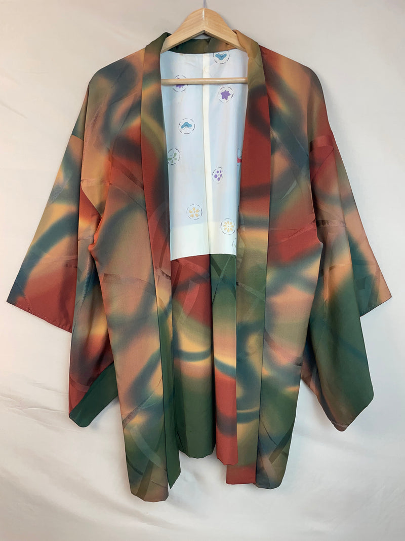 Haori Earth Tones Green Brown in Silk