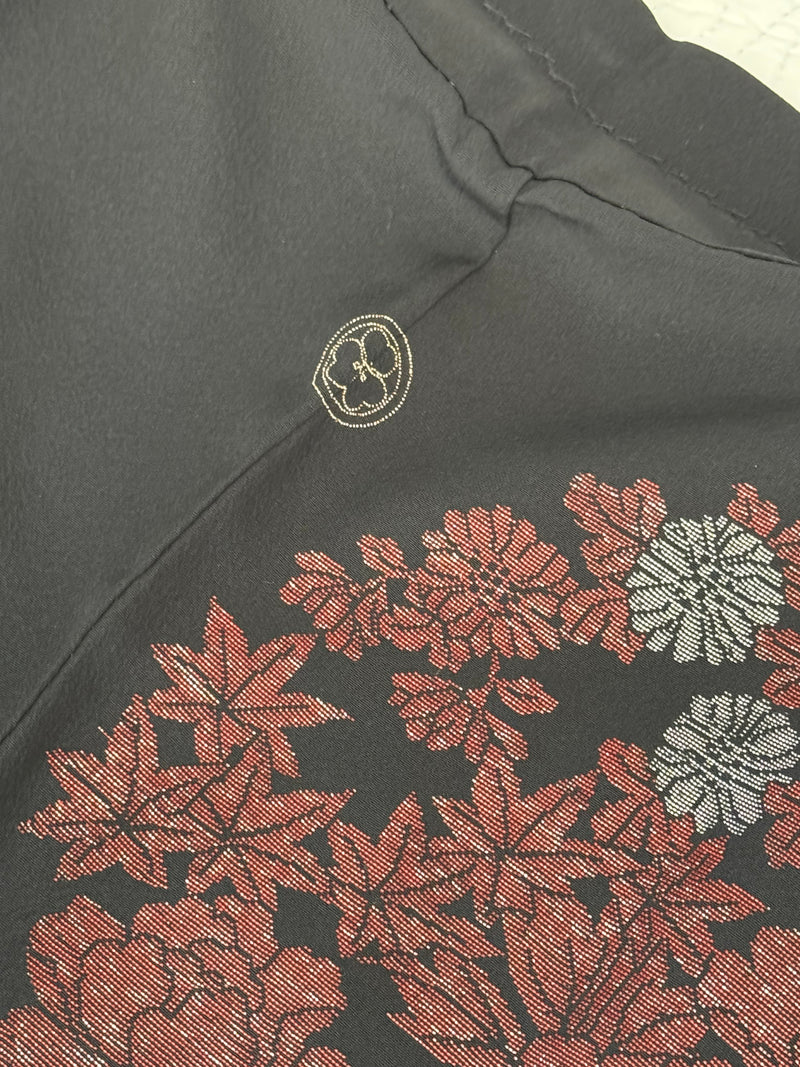 Kimono Mens Grey and Haori Black with Sakura interior