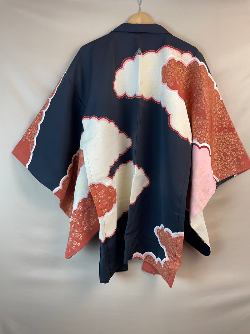 Haori Black and Pink Clouds