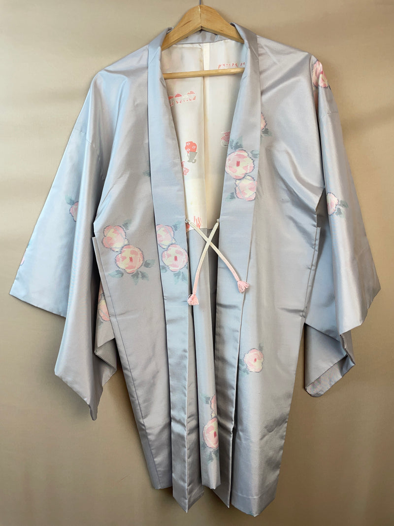 Haori Light blue Button flowers