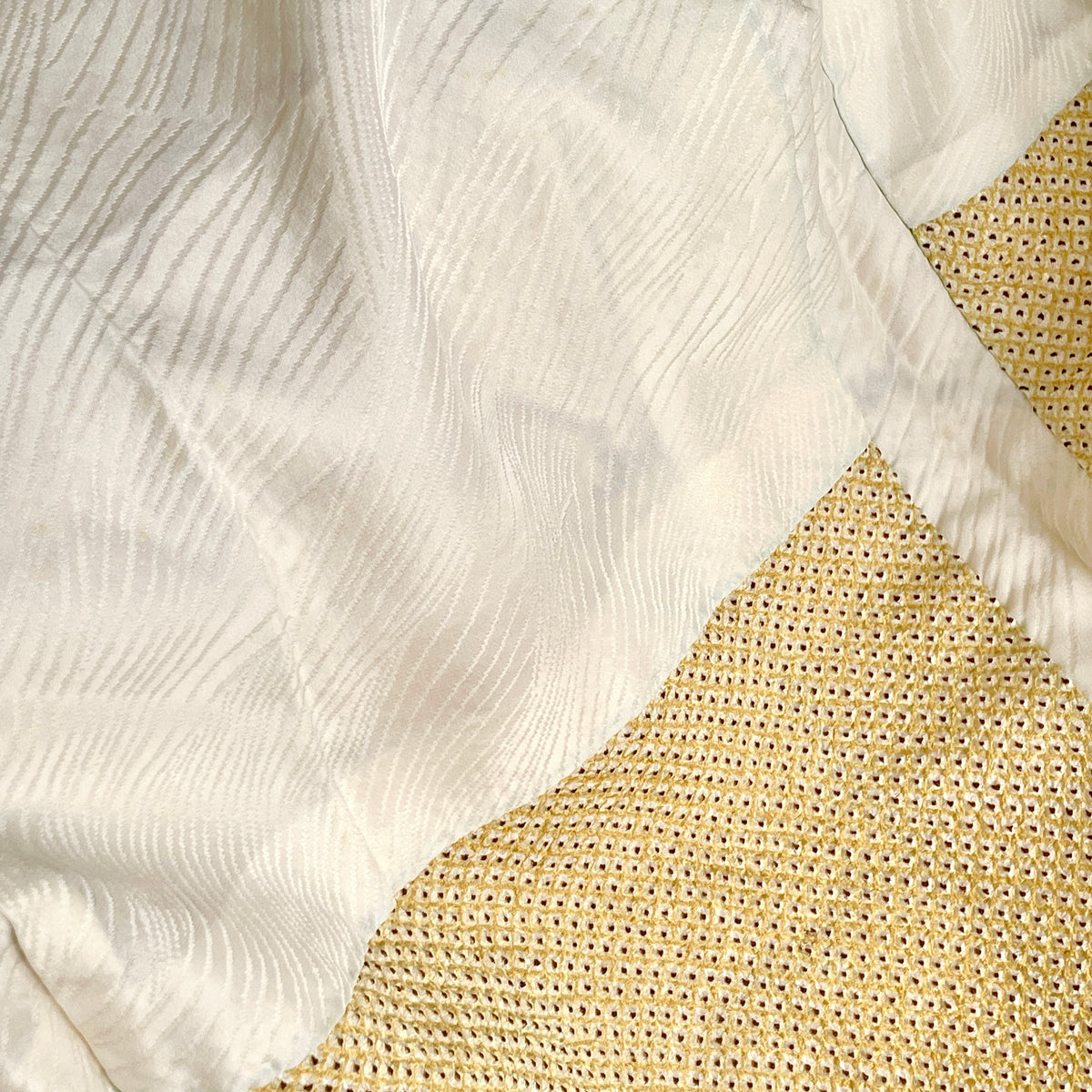 Haori Shibori Yellow with Chocolate Lines in Silk