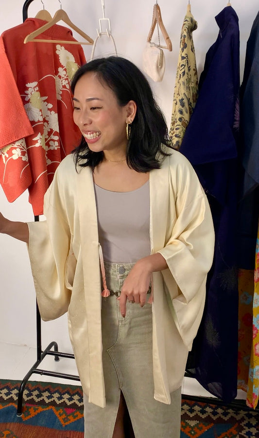 Haori Jacket in Dreamy Yellow Silk