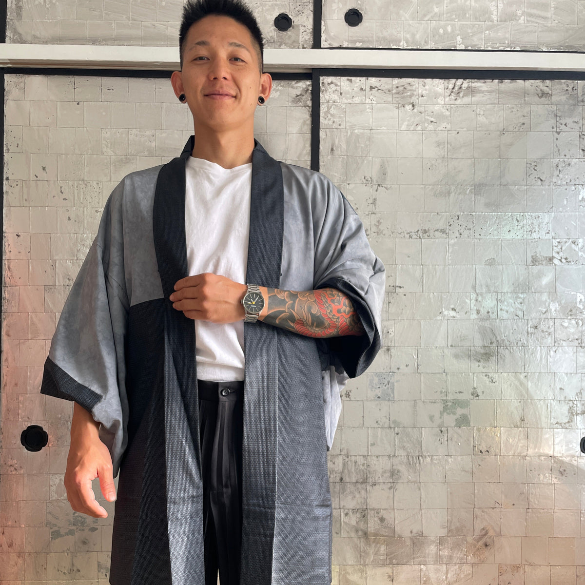 Mens Haori Jacket Oshima with Art Back