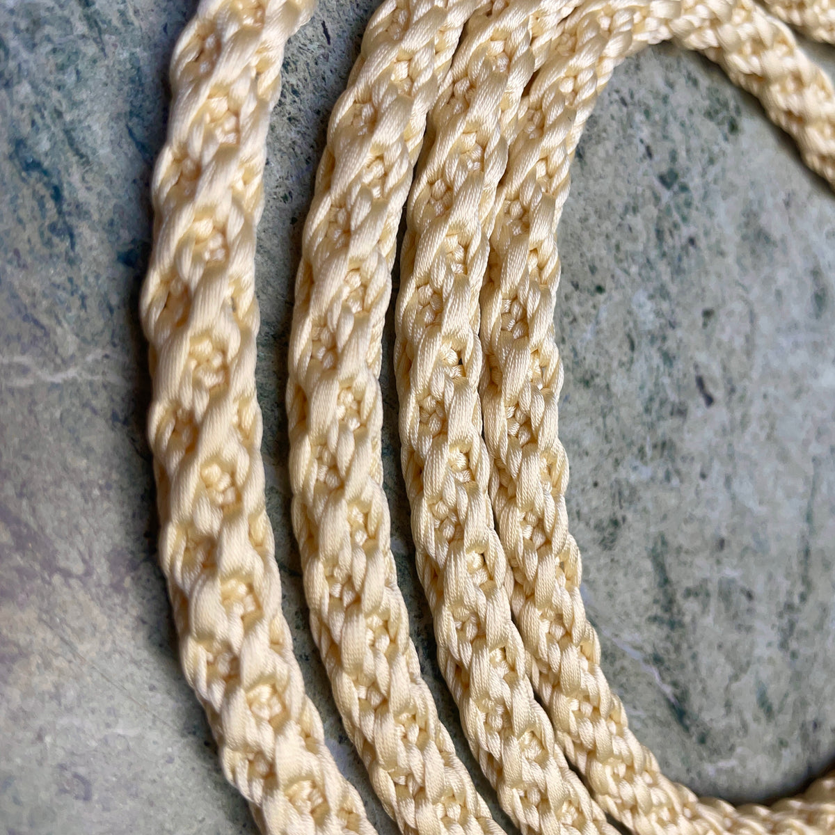 Obijime Belt Round Braided in Pale Yellow Cream in silk