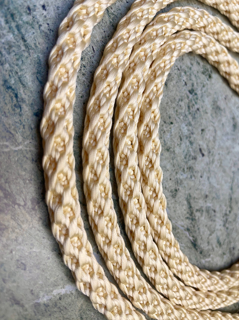 Obijime Belt Round Braided in Pale Yellow Cream in silk