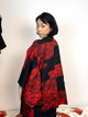 Haori Black with Red Clouds made in Shibori Technique in Silk