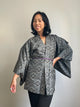 Haori Grey Geometric in Tsumugi Technique in Silk