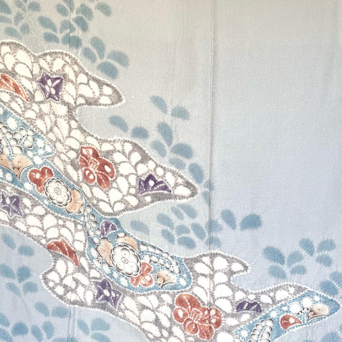 Kimono Light Blue Tsujigahana Technique in Silk